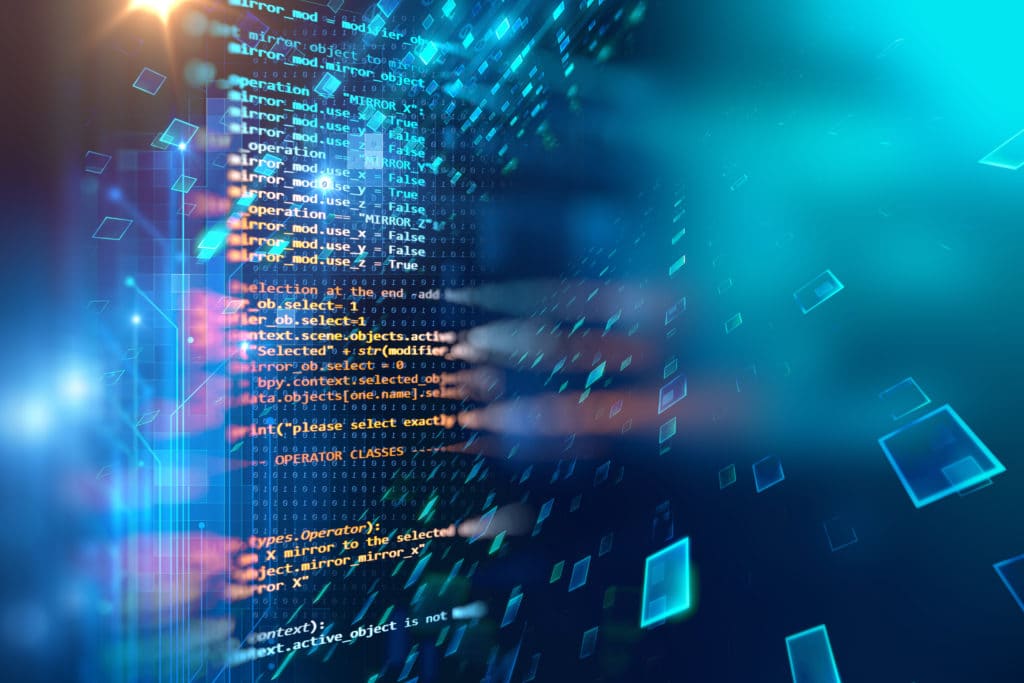 Tela com códigos de programação de forma abstrata.