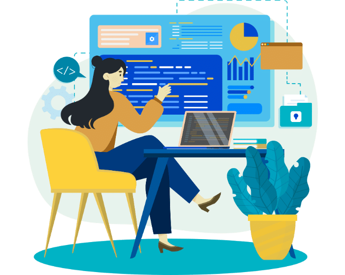 ilustração de front-end engineer trabalhando